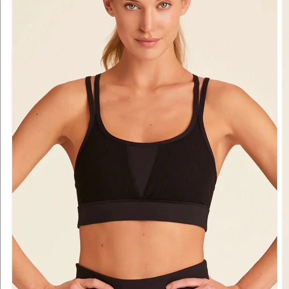 NWT $80 Alala Peak Bra in Black/ Black Rib - Size Small - Picture 2 of 10